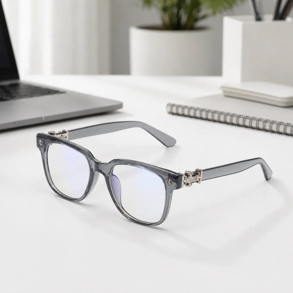 Unisex Square Anti Blue Light Glasses UV400 Gold Cross Hinge Black Clear Frame Computer Anti-Fatigue Eyeglasses