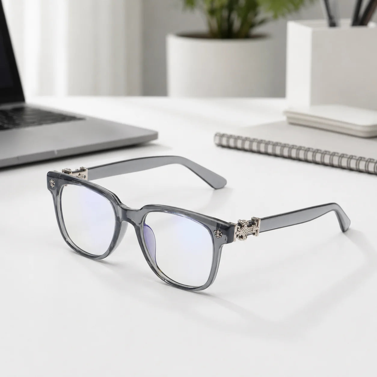 Unisex Square Anti Blue Light Glasses UV400 Gold Cross Hinge Black Clear Frame Computer Anti-Fatigue Eyeglasses