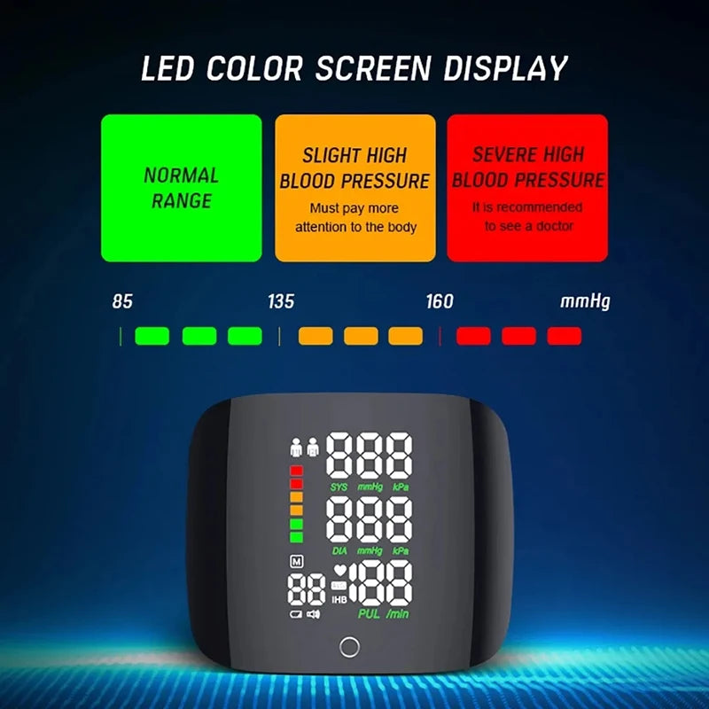 USB Rechargeable Wrist Blood Pressure Monitor English Voice Tonometer Best Automatic Digita Sphygmomanom BP