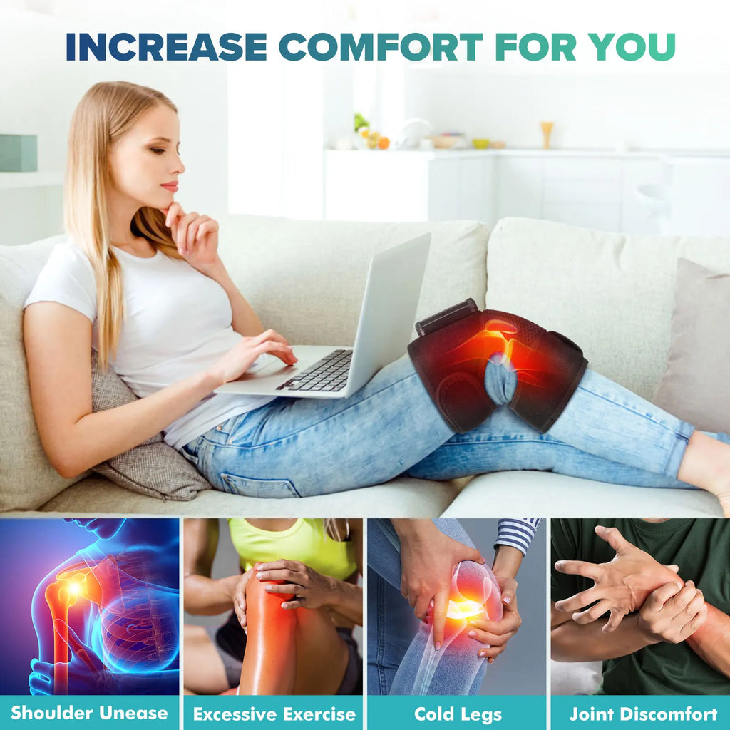 Knee Heating Massager Hot Compress Vibration Massage Elbow Shoulder Support Knee Pad Relieve Arthrit