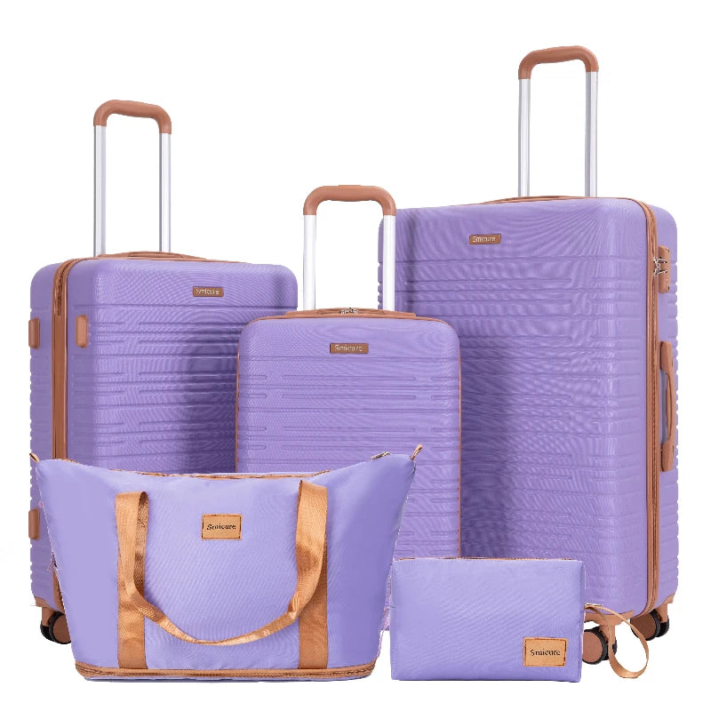 Travelhouse Luggage Set 4-Piece ABS Suitcase With Spinner Wheels, 24 Inch and 28 Inch with TSA Lock, 16, 20 Inch Carry On Luggage