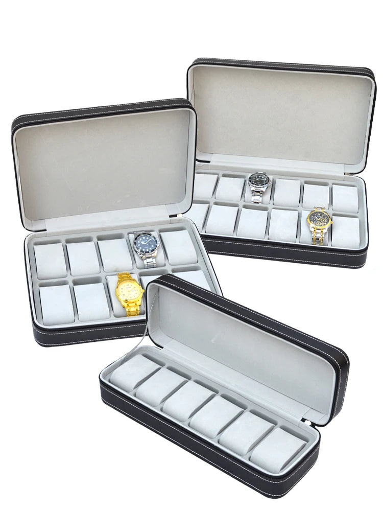 2024 New 6/10/12 Girds Portable Watch Storage Boxes Organizer with Zipper Classic Style Multifunctional Watch Display Box