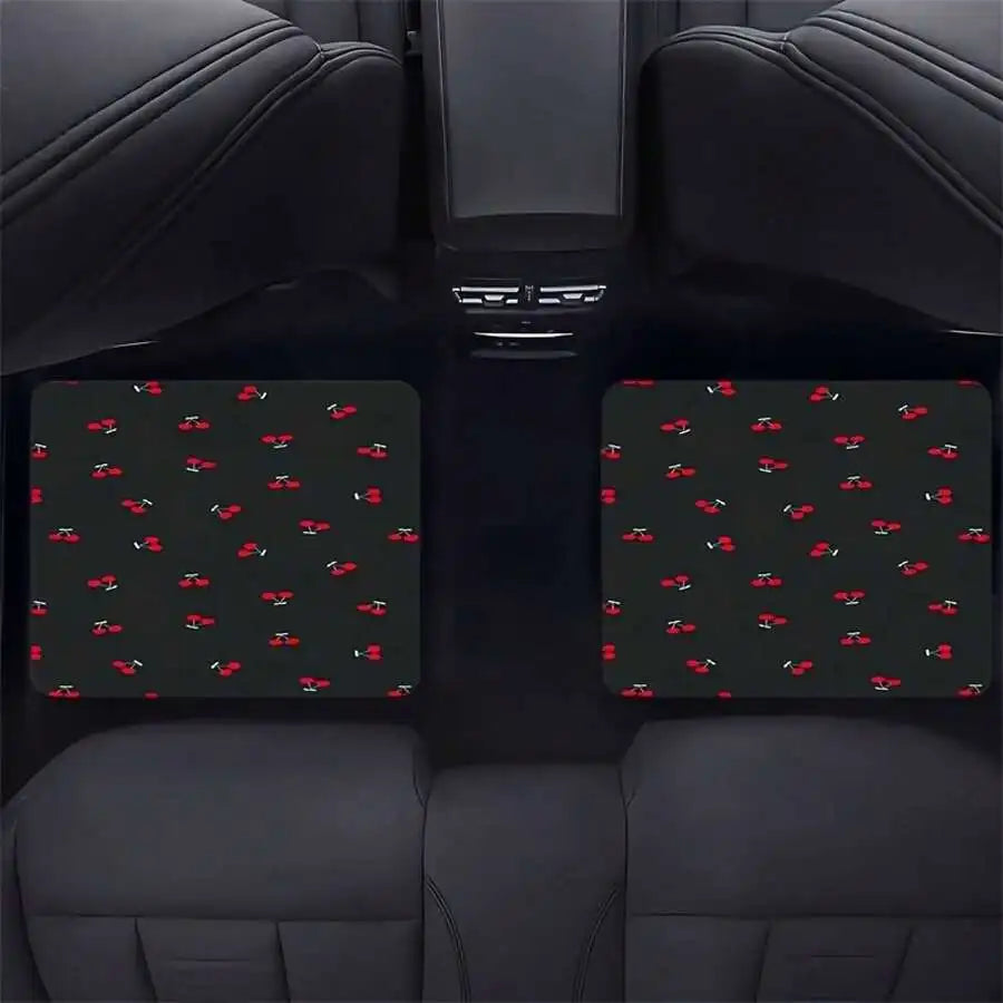 4-Piece Car Floor Mats Cherry Pattern Universal Fit Easy Clean Durable