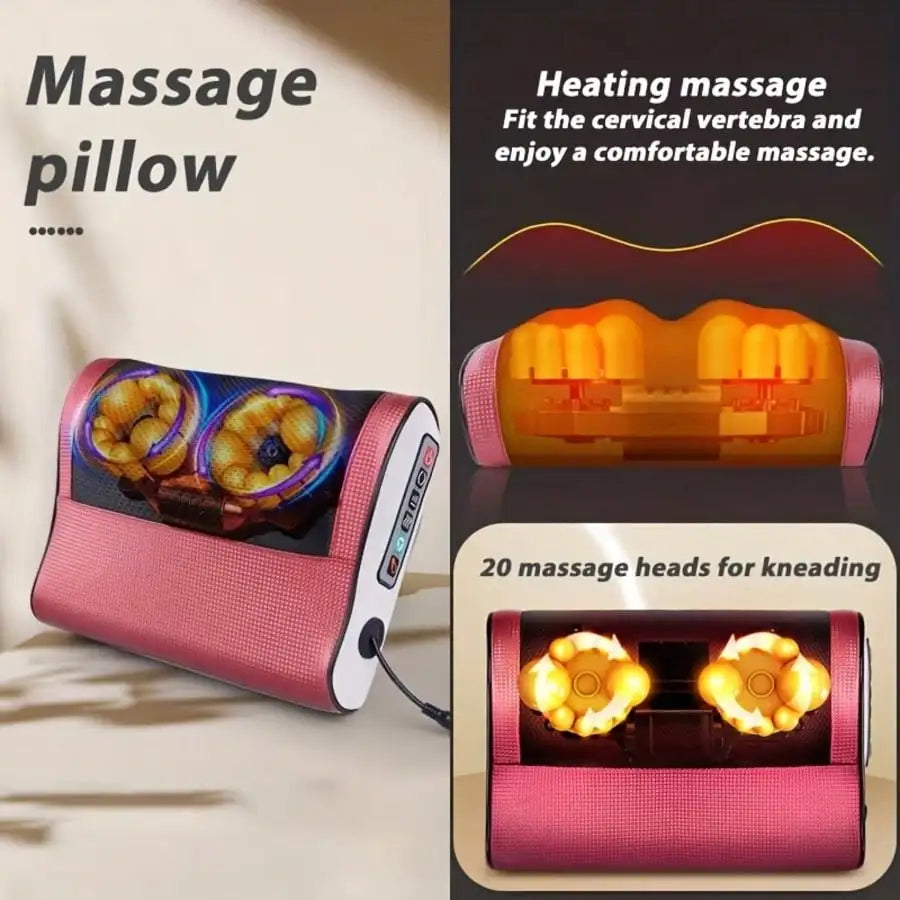 A Neck Massage Pillow with Heating Function, Equipped with Multiple Kneading Heads Specifically for the Neck, a Six-Button Control Panel, and Suitable for Various Body Parts Including the Neck, Shoulders, Waist, Back, and Leg
