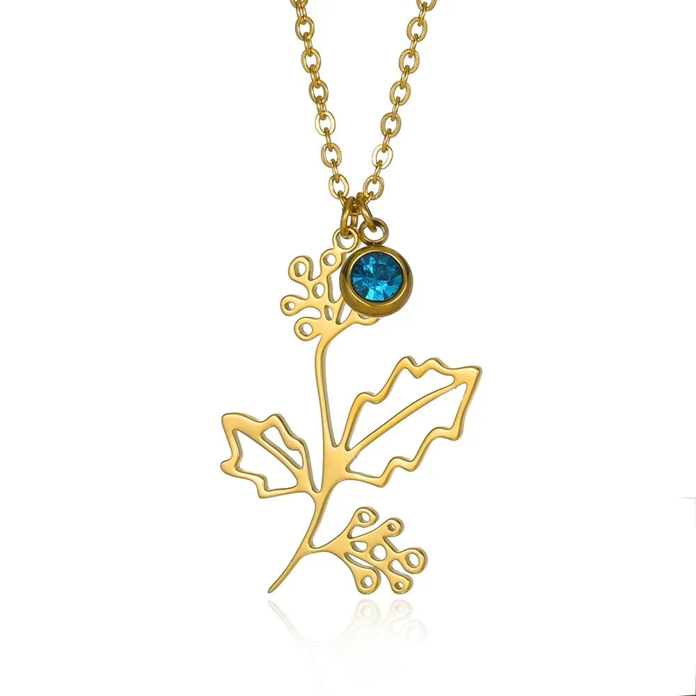 Rose Flower Necklace For Women Gold Color Tulip Flower Pendant Stainless Steel Chain Necklace Wedding Jewelry Birthday Gift