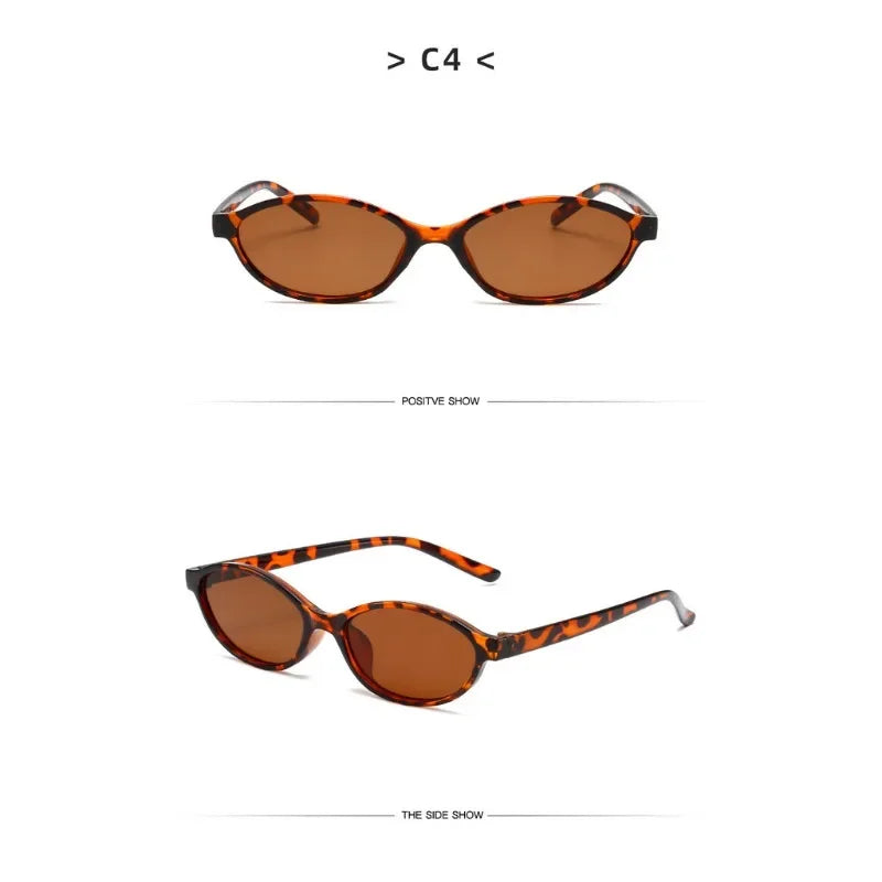 Cute Oval Small Frame Sunglasses Women New Retro Style Sexy Brown Sun Glasses Ladies Trendy Fashion Decorative Shades Eyeglass