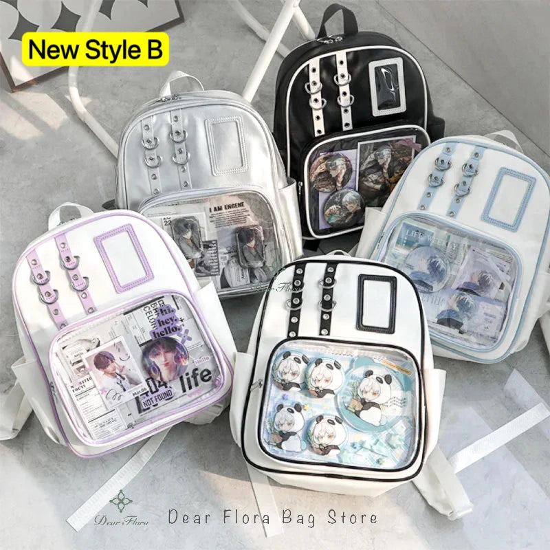 Y2K Cute Mini Backpack Women Kawaii Ita Bag Sweet Girl Transparent Rucksack DIY Personality Display Knapsack Lolita Shoulder Bag