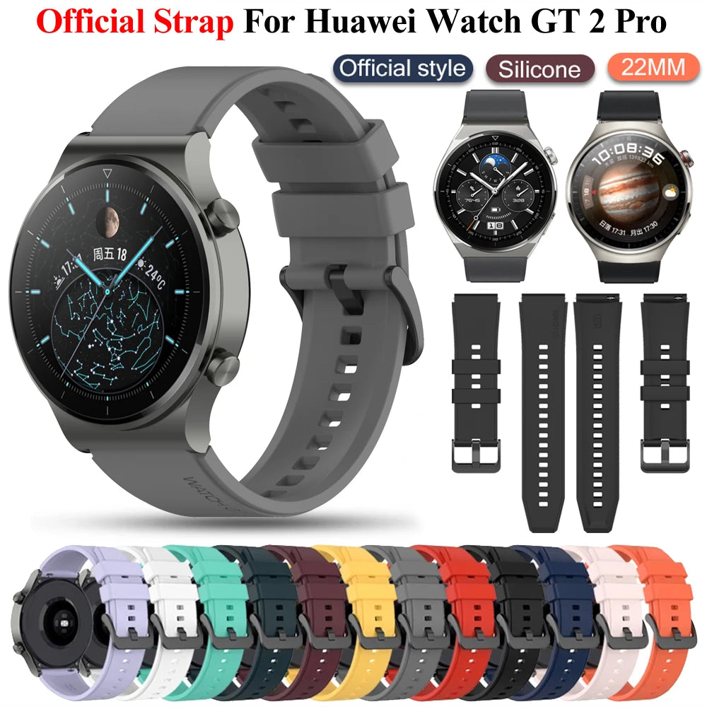 22mmOfficial Silicone Replacement Gt2 Pro Strap Band For Huawei Watch GT5/3 GT4 2 46mm Pro Original Watchband Wristband Bracelet
