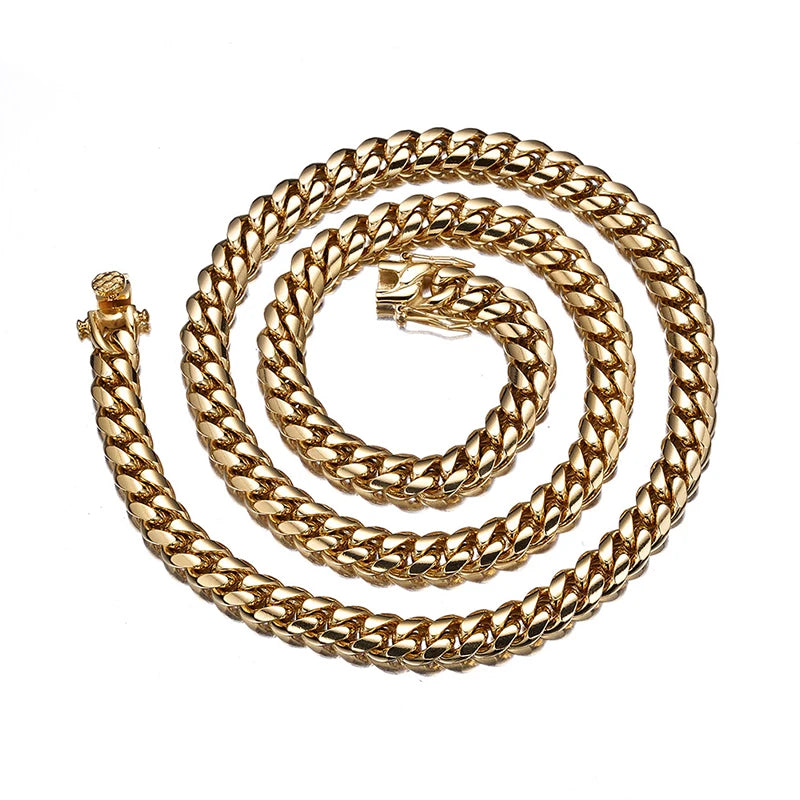 6mm-22mm Gold Silver Color Titanium Steel Cuban Miami Chains Necklaces Big Heavy Round Link Chain for Men Hip Hop Rock jewelry