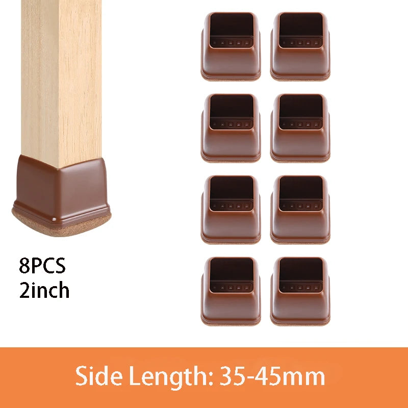 8PCS Thick Rubber Chair Leg Protector Covers Felt Bottom Furniture Pads Floor Protectors Caps to Reduce Noise And Prevent Scratc