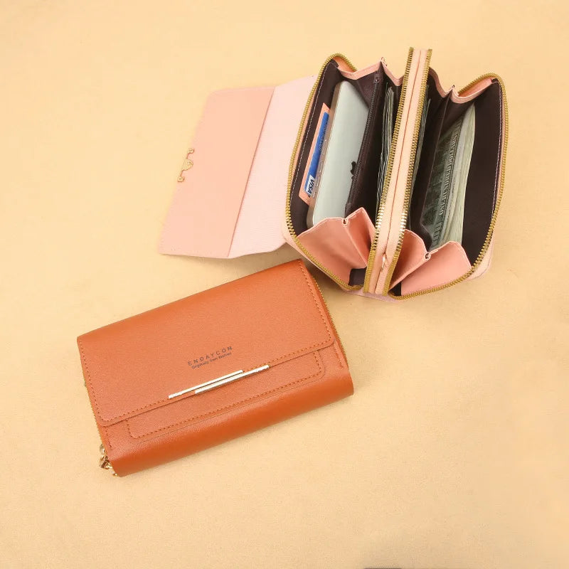 New Women Wallet Korean Style Large Capacity Multi-Functional Shoulder Bag Mid-Length Clutch Coin Purse