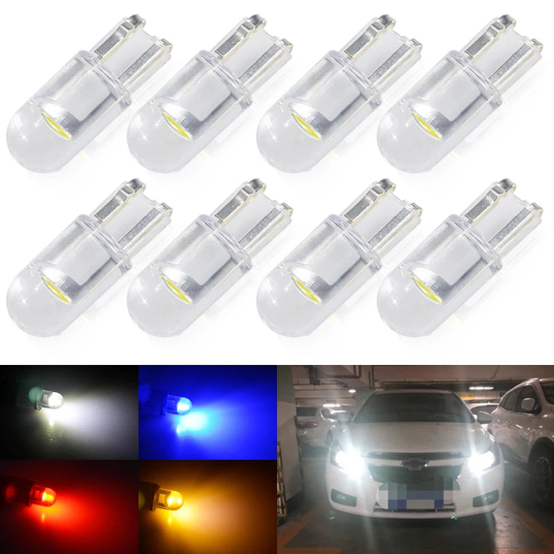 10/20/100pcs Wholesale T10 T5 W3W W5W 194 Wedge Clearance Lights COB Bulb Car Dashboard LED Indicator Light License Plate Light