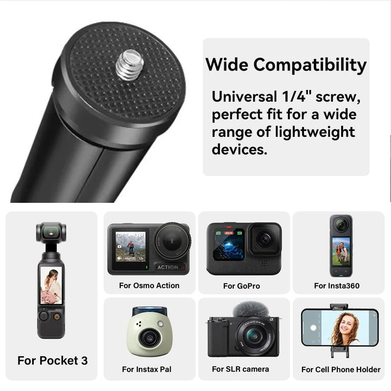 Mini Tripod Stand With 1/4'' Screw For DJI Pocket 3/4 Gopro Camera Video Vlog Grip Fill Light Phone Gimbal Portable Desk Tripod
