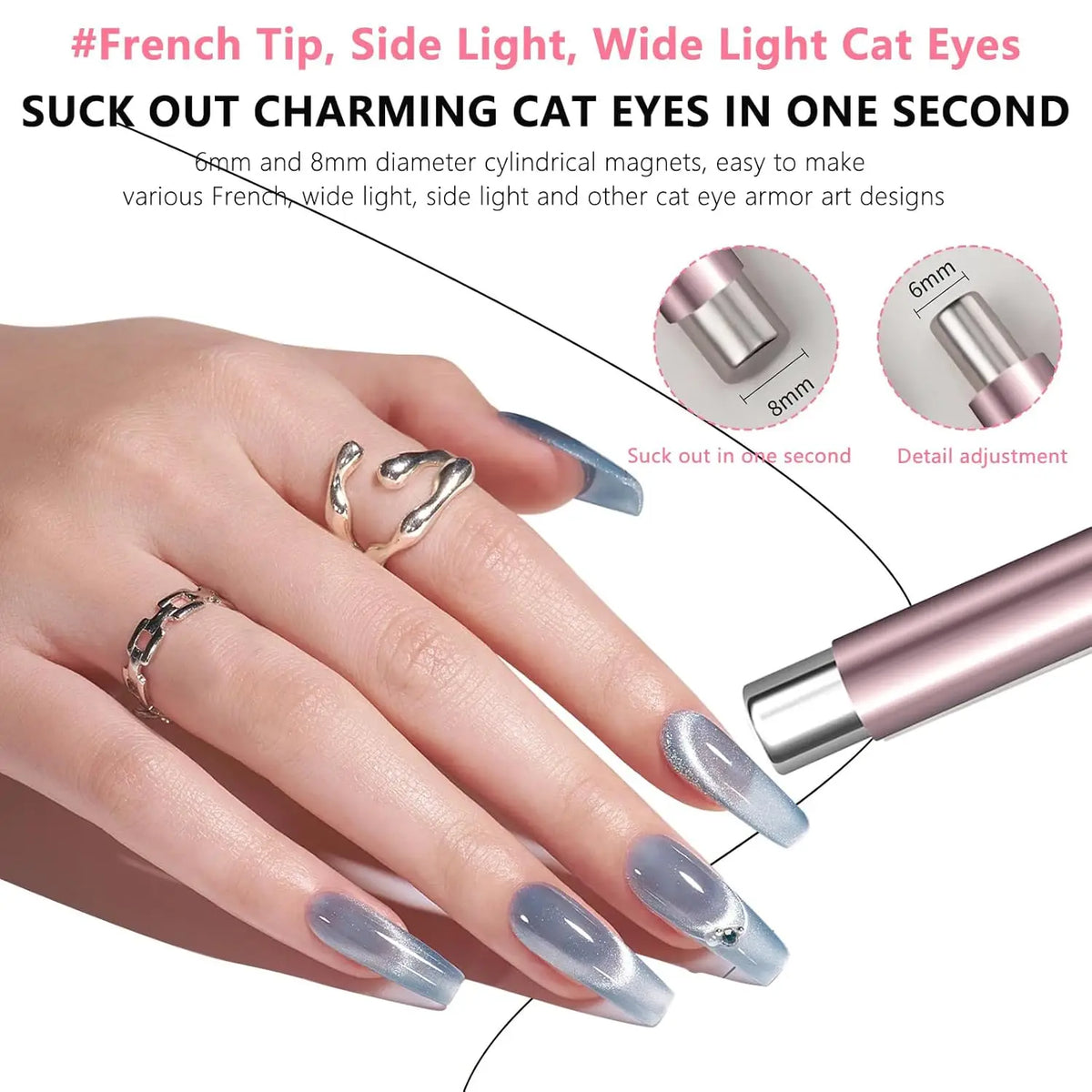 1/2Pcs Nail Cat Eye Magnetic Ball With Nail Magnetic Stick Tool Set Double-head Strong Magnet Pen 3D Cat Eye Gel Nail Supplies