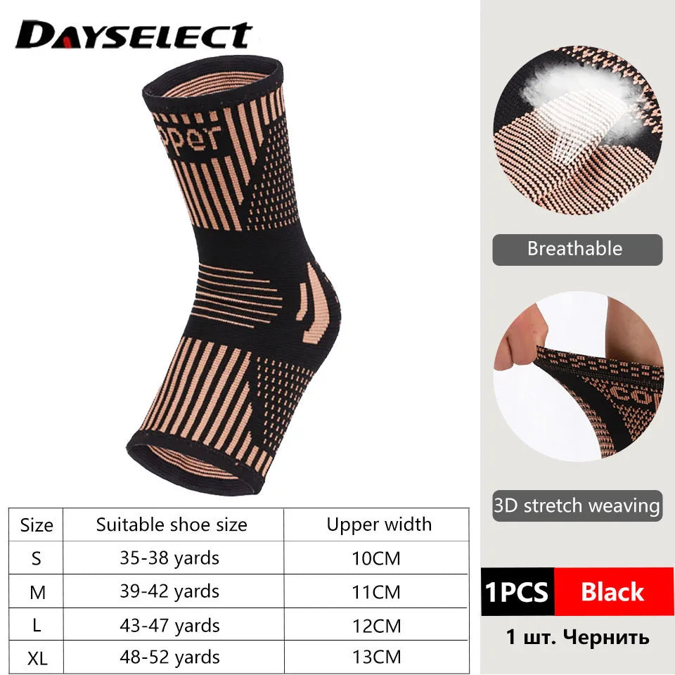 1Pcs Copper Ankle Brace Infused Compression Sleeve Support for Plantar Fasciitis, Sprained Ankle Achilles Tendon Pain Relief