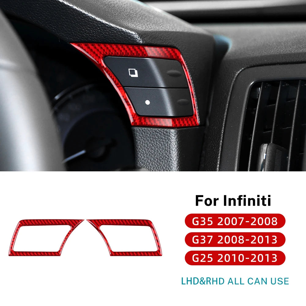 For Infiniti G25 2010-2013 G35 2007 2008 G37 2008-2011 2012 2013 Real Soft Carbon Fiber Car Cruise Control Button Trim Sticker
