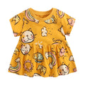 Sanlutoz Short Sleeve Summer Baby Dress Cute Pattern Casual Kids Girls Clothing Dress Cotton