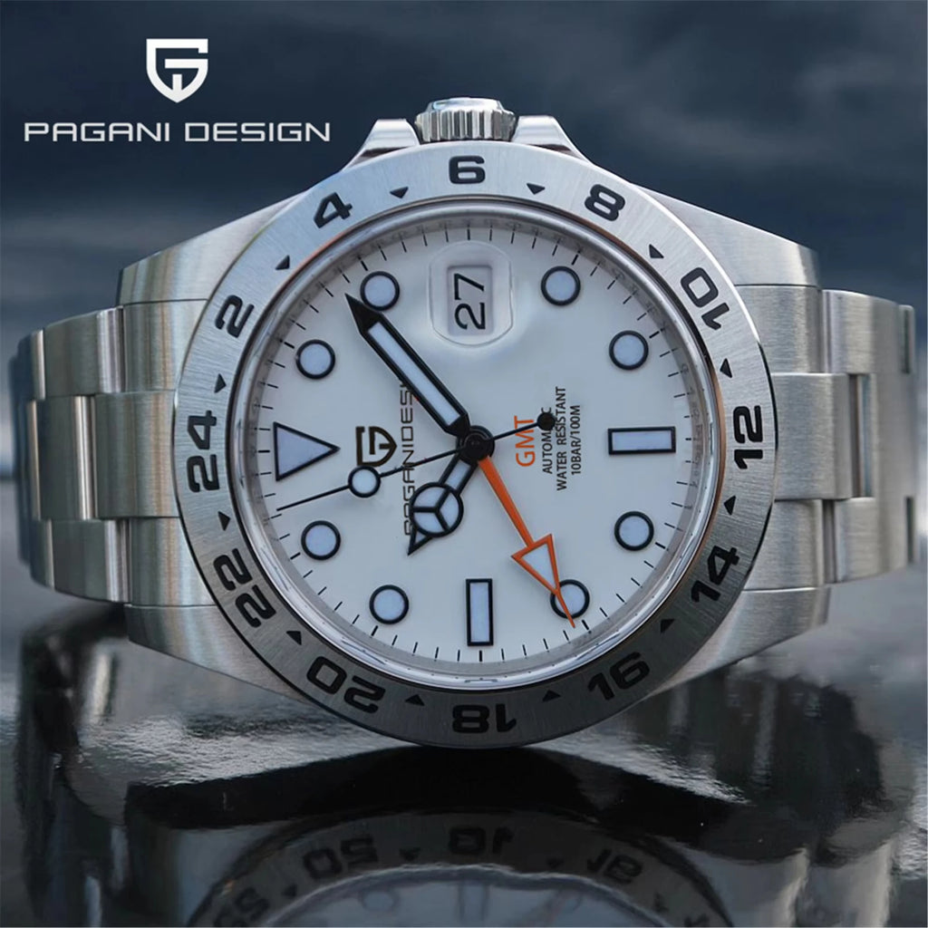 PAGANI DESIGN Vintage 42MM GMT Men's Watch PD1682 Automatic Mechanical Timepiece Sapphire Stainless Steel 100M Waterproof Retro