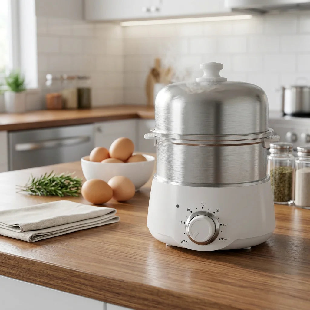 Egg Cooker with Timer - 14 Egg Capacity Electric Steamer for Hard Soft Boiled, Poached, Scrambled Eggs & Omelets, Auto Shut Off