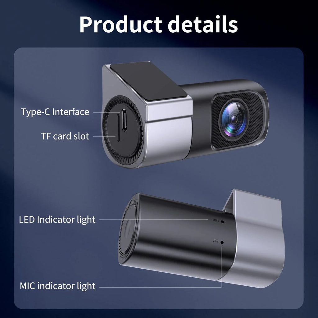 1080P Mini Hidden Dashcam for Car, Night Vision Dashboard Camera with 32GB Memory Card Included, 24-Hour Parking Monitoring, Loop Recording, Gravity Sensor, Mobile App Control, Car Safety Accessory