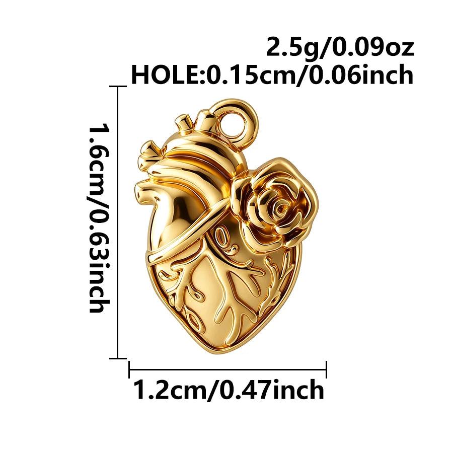 5pcs Lovely Animal Series Pendant Dog Bird Gold Plated 3D Stainless Steel Charms For DIY Jewelry Accessory in Furnace Waterproof