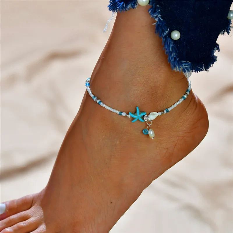 New Beads Starfish Anklets For Women Beach Anklet Leg Bracelet Handmade Bohemian Foot Chain Boho Summer Beach Jewelry