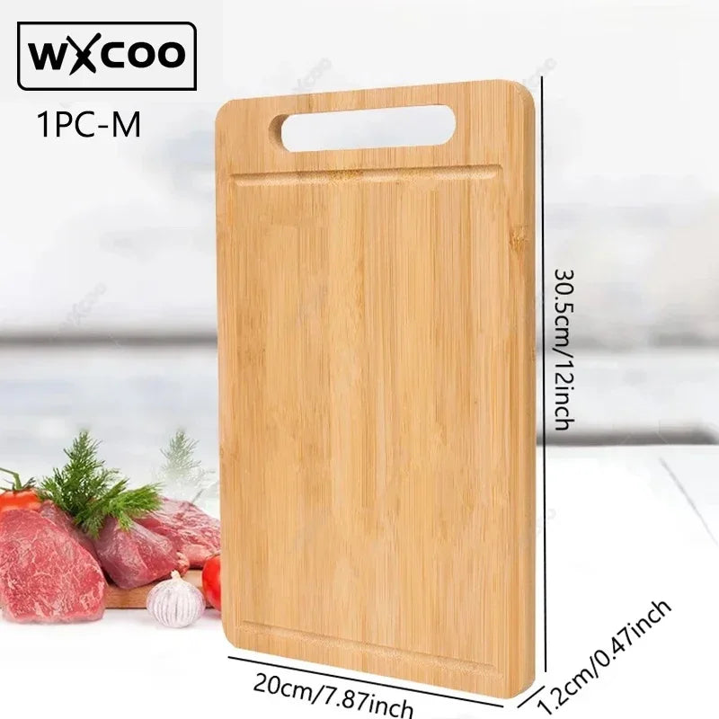 WXCOO Double-sided Cutting Board Kitchen Stainless Steel or Natural Bamboo Chopping Board for Fruit Meat Vegetable Cutting Board
