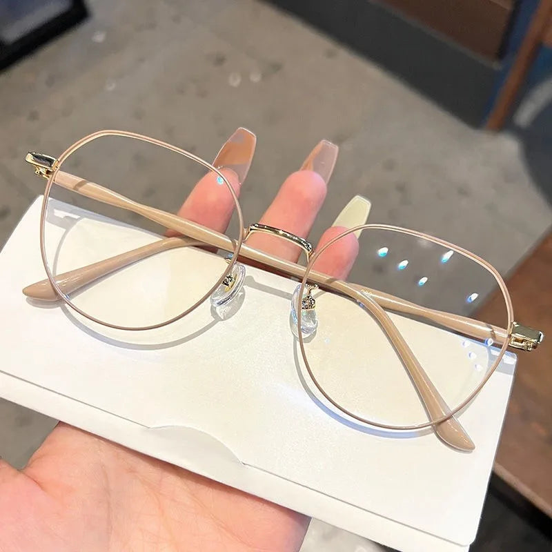 Korean Fashion Metal Frame Eyeglasses Anti Blue Light/Radiation Glasses for Women for Student