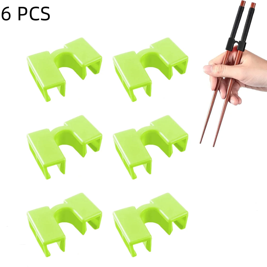 Pack of 6 Reusable Chopsticks Helpers Training Adults Kids Non-Slip Chopstick Hinges Connector Portable Practice Chopsticks Aids