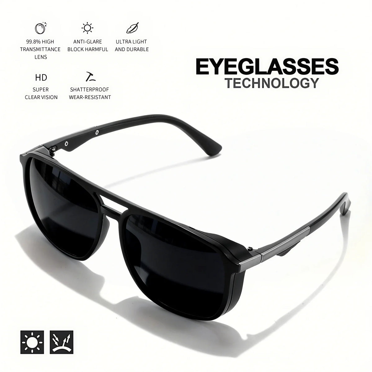 Classic Retro Square Frame Sports Goggles - Windproof & UV400 Protection, Unisex for Outdoor Adventures, Travel & Casual Wear