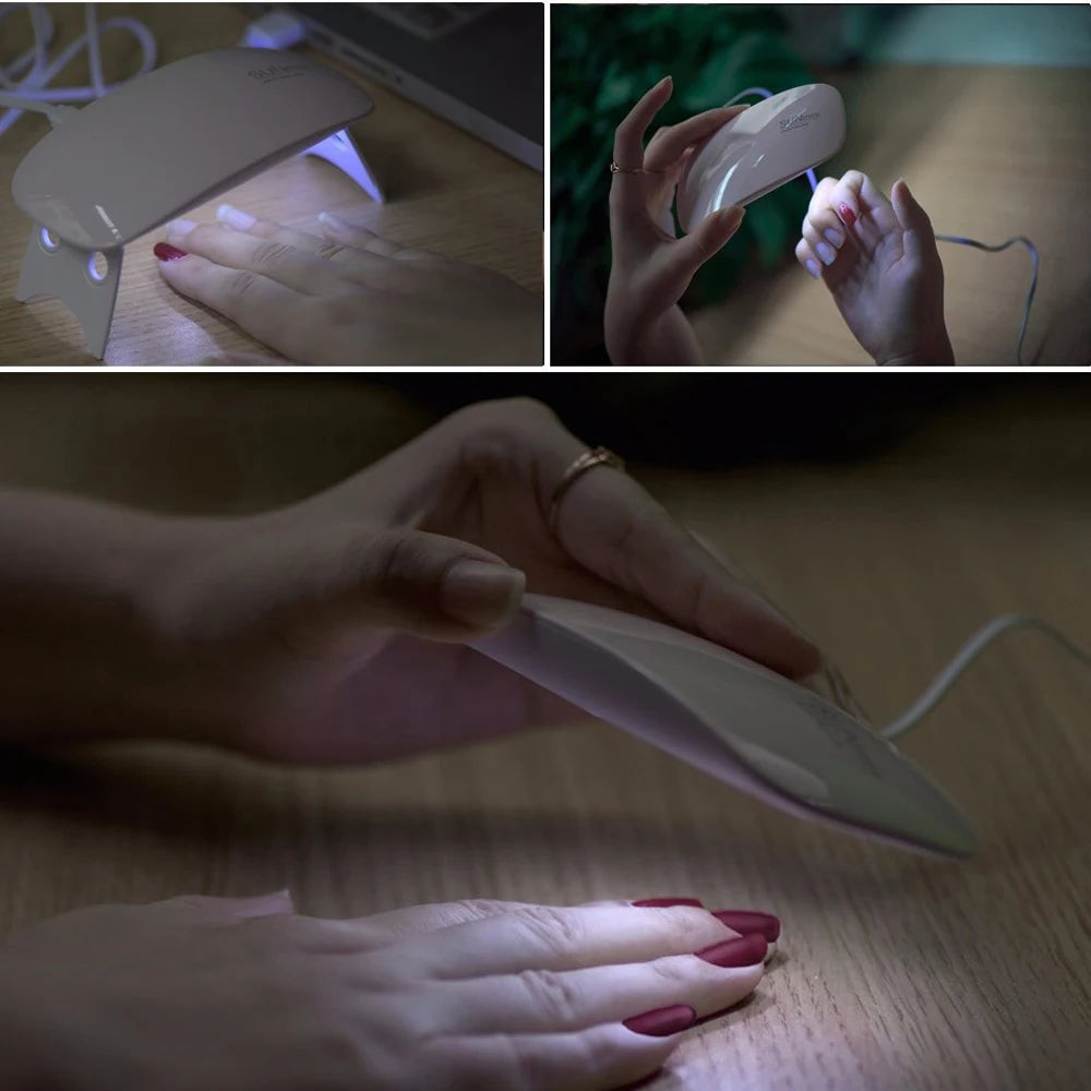 Mini Mouse 6W UV LED Nail Polish Drying Lamp 6 LED Portable Lights Home Nail Manicure Lamp USB Phototherapy Machine for Gel Nail
