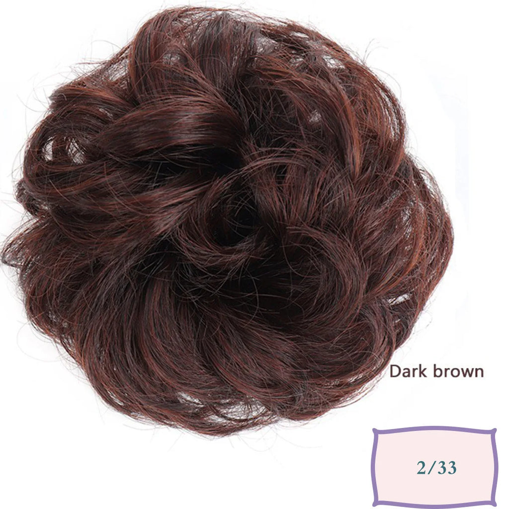 Synthetic Messy Hair Bun Chignon Scrunchies Fake Hair Band Braid Elastic Hairpiece Tail Chignon Donut Updo Hair Pieces for Women