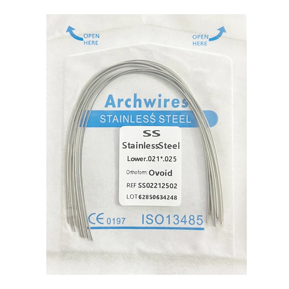 10pcs/pack Dental Orthodontic Stainless Steel Round/Rectangular Wire Ovoid Form Dentist Material Dental Arch Wire