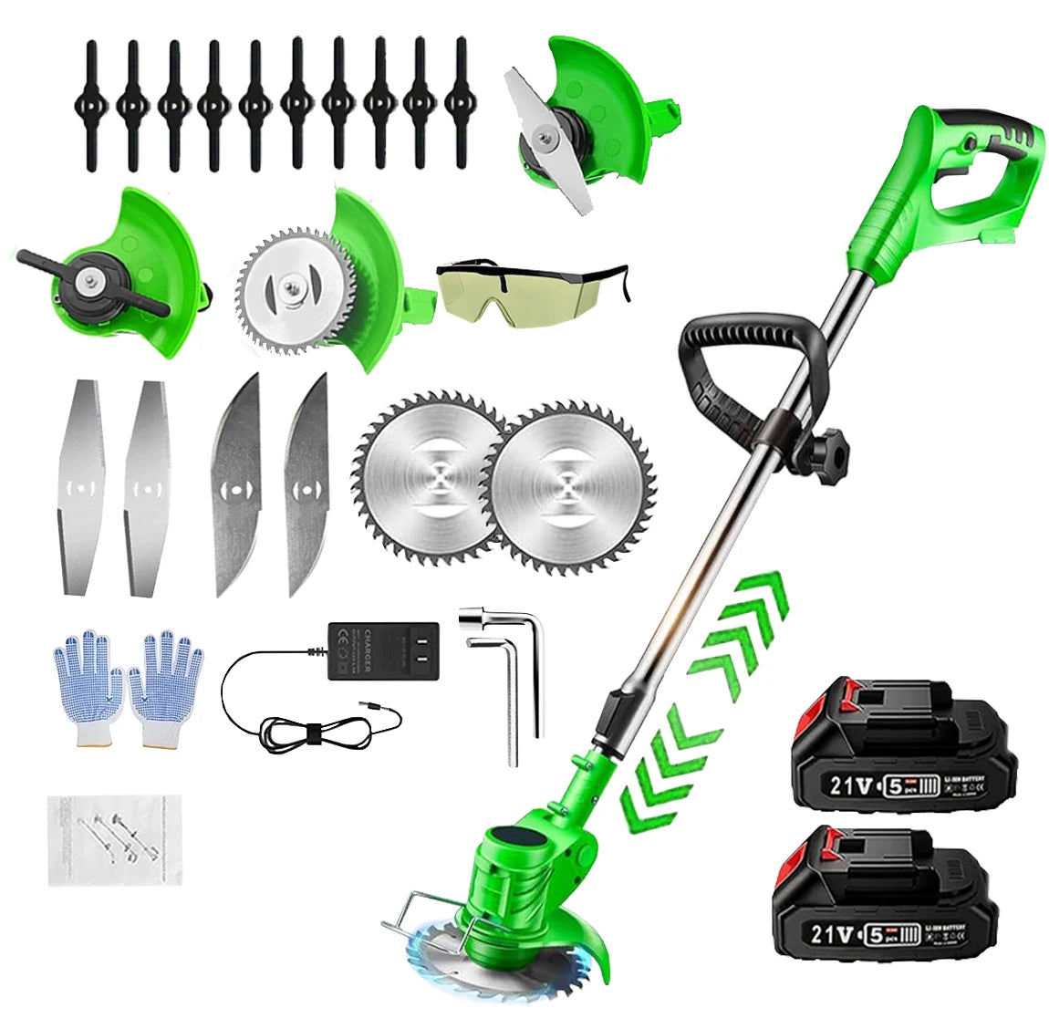 Electric Weed Wacker String Trimmer: 21VCordless Weed Eater and Edger BatteryPowered, 3 in 1 Lawn Tool ,2Batteries anChargerIncl