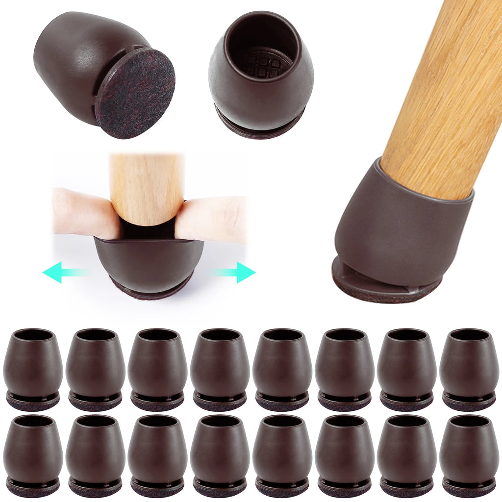 16PCS Silicone Chair Legs Pads Non-Slip Felt Chair Feet Caps Furniture Floor Protectors No Scratches Reduce Noise Home Decor