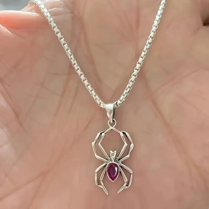 New 925 Sterling Silver Spider Necklace Personality Charm Simple Animal Pendant Collar Birthday Gift Women's Exquisite Jewelry