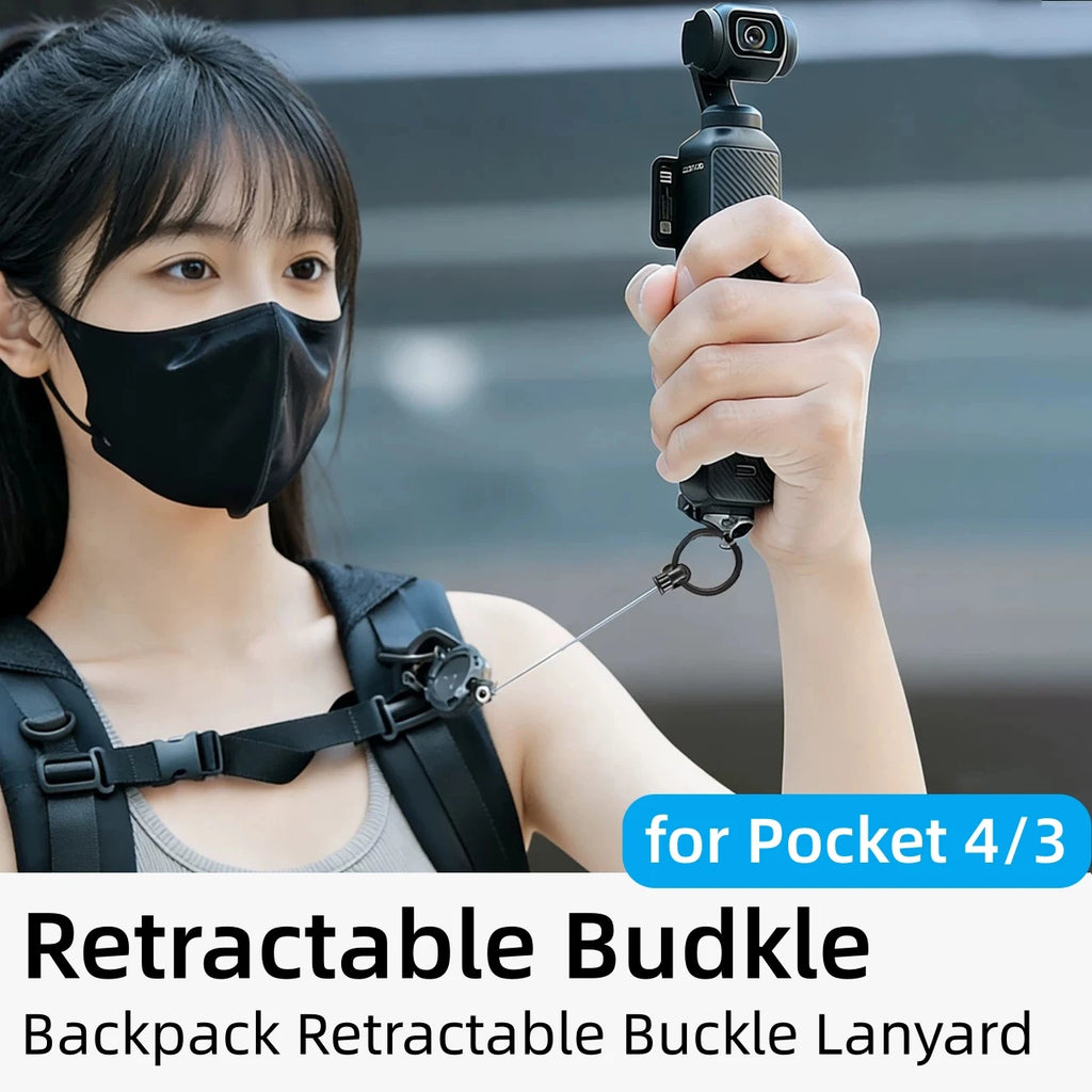 Telescopic Backpack Buckle Quick Release Extendable Lanyard Strap Anti-Drop Portable Hanger for DJI Osmo Pocket 4 3 Accessories