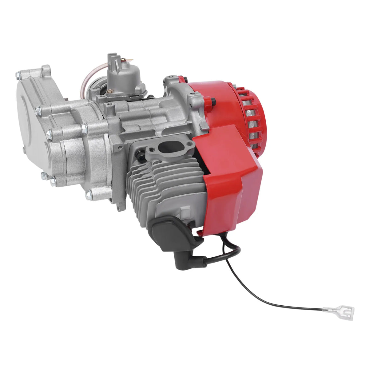 49cc Two-stroke Engine, Single Cylinder Pull Rope Start Motor, 2 Stroke Engine Motor, Air-cooled Aluminum Iron, 1PE44F-6 Model, 1.9KW 7000rpm, Direct Replacement, Red Grey, For Go Kart Scooter Bicycle DIY