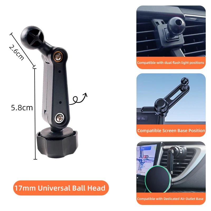 Car Phone Holder 17mm Universal Ball Head Extension Rod Air Outlet Display Adapter Extension Arm Modification Accessories