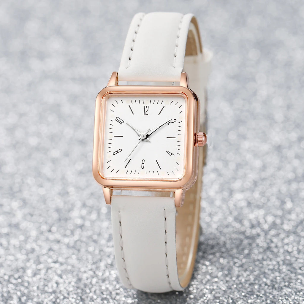 Women Watches Fashion Square Arabic Dial Quartz Watch Casual Leather Strap Ladies Wristwatches Clock Gift Reloj Mujer