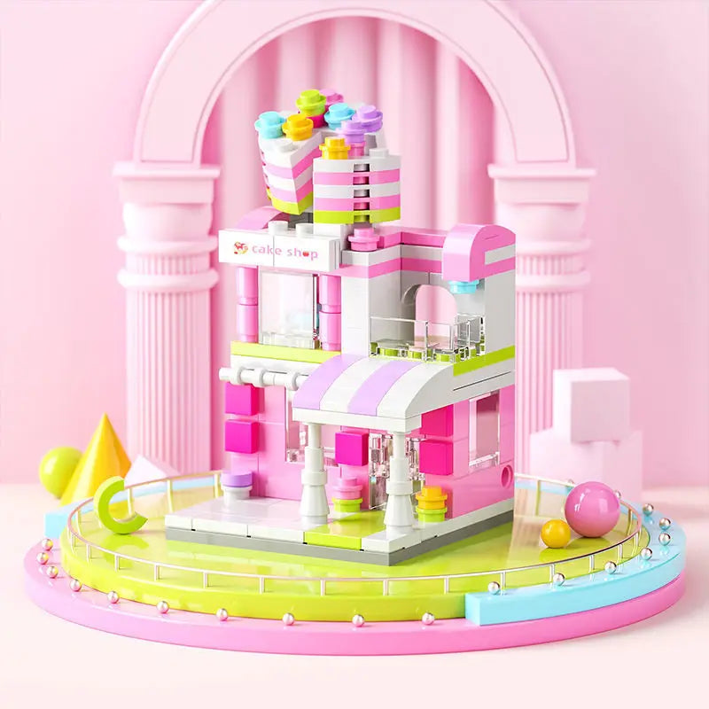 DIY Architecture Store Street View Food House Building Blocks Kit Girls Bricks Classic Movie Model Toys