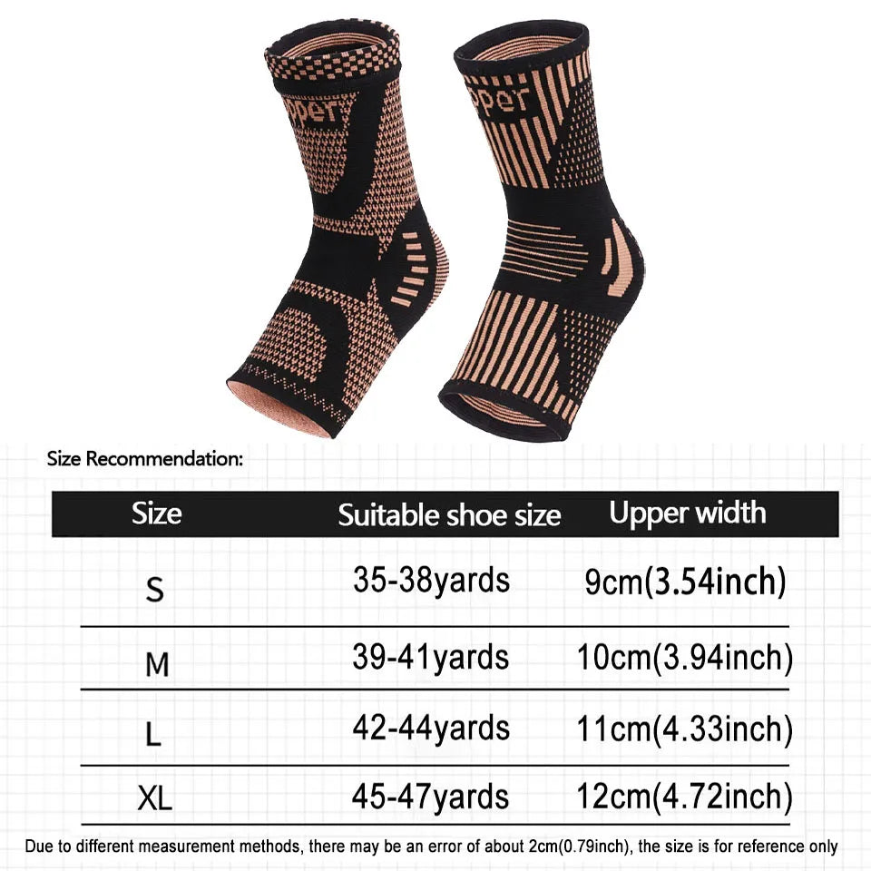 1Pcs Copper Ankle Brace Infused Compression Sleeve Support for Plantar Fasciitis, Sprained Ankle Achilles Tendon Pain Relief