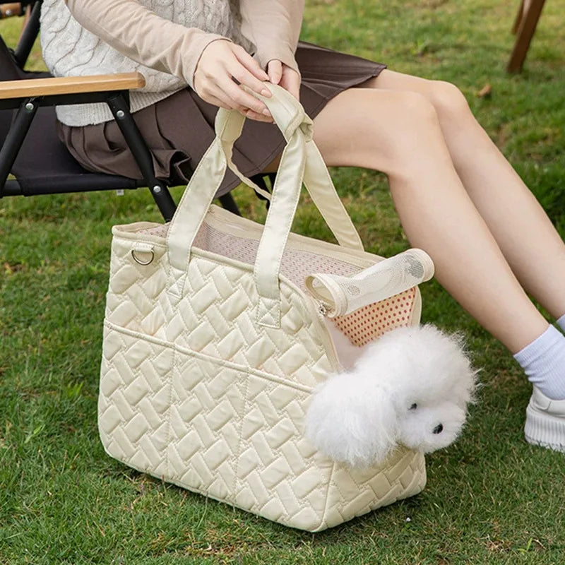 Pet Carrier Bag for Travel Portable, Breathable Car Pet Bag for Small Dogs and Cats, Handheld Travel Pet Bag for 6.5Kg