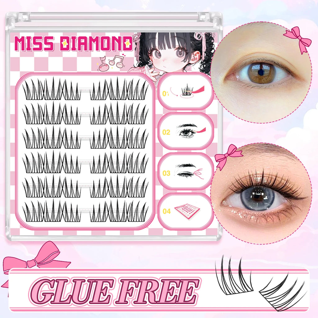 Glue Free False Eyelash, Natural Style False Eyelash, Reusable, Suitable for Beginners, ACE & Lazy Trilogy Style