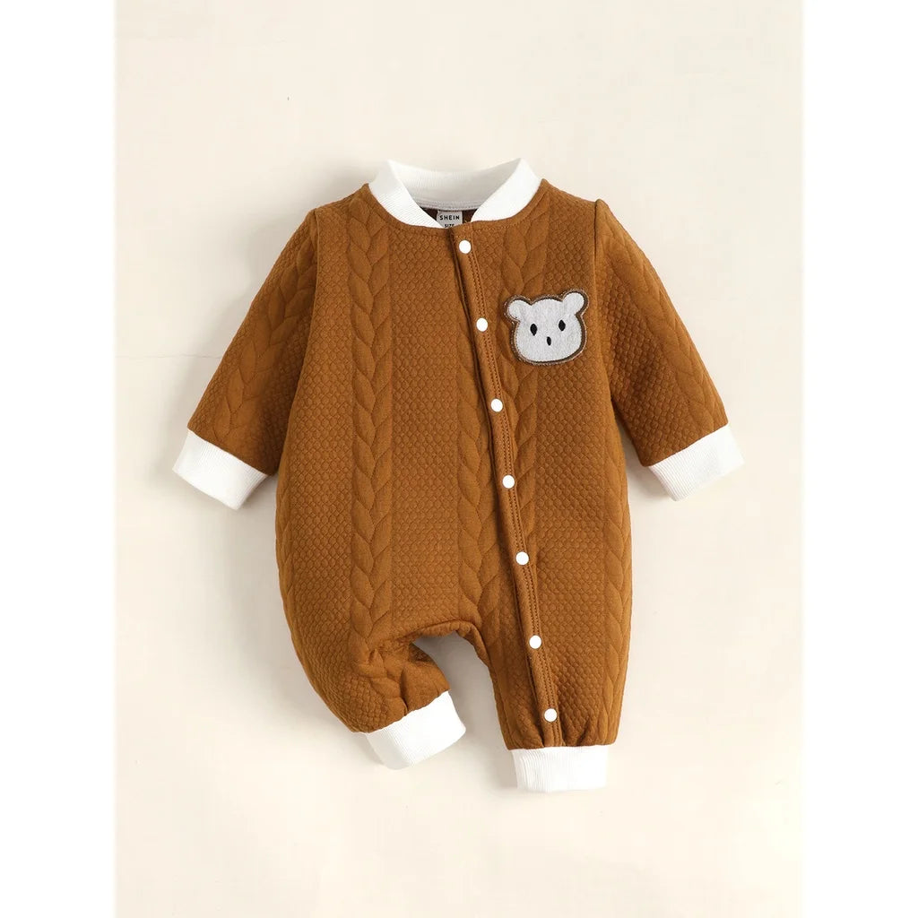 0-6 Months Newborn Baby Boy Clothes Baby Girl Romper Bear Knitted Long Sleeves Bodysuit Infant Baby Boy Jumpsuit Outfit