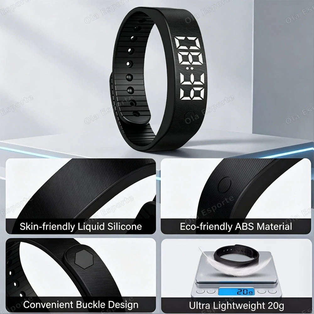 Vibrating Alarm Clock Watch Heavy Sleepers Silent Wake-Up Smart Bracelet Men Women Adjustable Wearable Vibration Wrist Band HW12