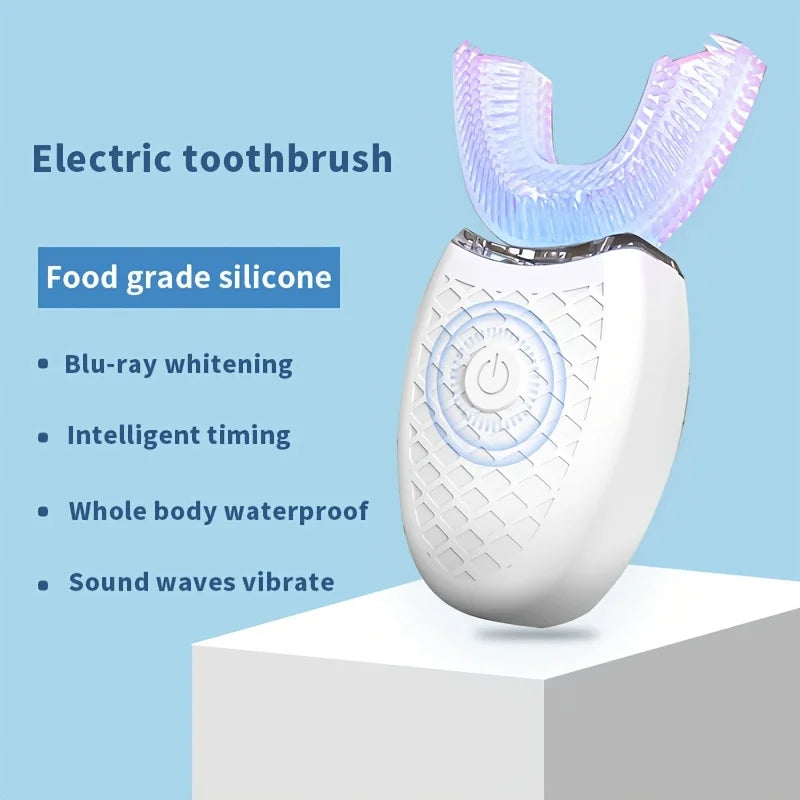 Portable U-shaped electronic silicone toothbrush