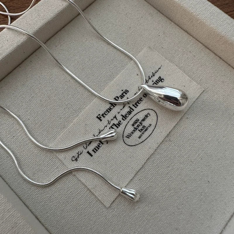 925 Sterling Silver Luxury Fashion Drop Necklace for Fall/Winter Sweater Chains Simple Versatile Pendant for Women Fine Jewelry
