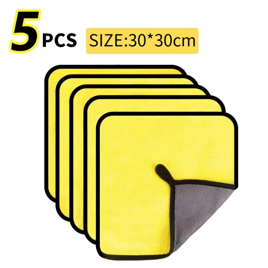 1/2/6pcs Microfiber Cleaning Towel Thicken Soft Drying Cloth Car Body Washing Towels Double Layer Clean Rags Car Accessories