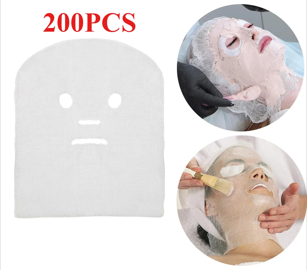 200 Pure Cotton DIY Beauty Mask Salon Disposable Facial Gauze Highly Water Absorption Non-Irritating Face Gauze Mask Soft